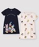 Nap Chief Pack Of 2  Half Sleeves Mickey Mouse Printed Dress - Off White & Navy Blue