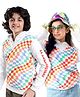 Arias Cotton Brushed Knit Full Sleeves Hooded Sweatshirts With Checks Print - Offwhite