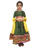 Aglare Navratri Theme Half Sleeves Seamless Bandhej Designed Choli With Coordinating Banjara Embroidered Lehenga & Dupatta - Green