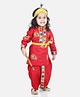 BownBee Janmashtami Theme Full Sleeves Peacock Feather Embroidered Kanhaiya Dhoti Kurta With Mukut Bansuri Belt - Red