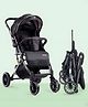 LuvLap Alpha Baby Stroller/Pram, One-Fold Travel-Friendly, 5-Point Safety Harness, Reversible Handlebar, Multi-Level Recline, Adjustable Footrest, Extendable Canopy  Black