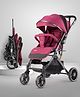 LuvLap Alpha Baby Stroller/Pram, One-Fold Travel-Friendly, 5-Point Safety Harness, Reversible Handlebar, Multi-Level Recline, Adjustable Footrest, Extendable Canopy  Red