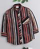 Baatcheet Full Sleeves Vintage Forest Bark Style Printed & Lining Shirt - Red