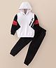 Pepito Cotton Fleece Winter Wear Full Sleeves Hoodie & Lounge Pant Set Text Print - White & Black