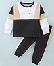Pepito Full Sleeves Cut & Sew Winter Wear Suit With Dino Embroidery - White Black & Beige
