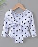Kookie Kids Full Sleeves V Cut Swimsuit Polka Dot Print - White