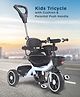 Play Nation Kids Tricycle with Cushion & Parental Push Handle  - Black & White
