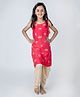 MR.BRAT Sleeveless Dragonfly Embroidered Shoulder Tie Up Kurta And Dhoti  Set - Coral Red