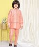 AJ Dezines Full Sleeves Solid Kurta & Pyjama With Geometry Design Sequin Embellished & Embroidered Jacket - Peach