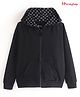 Honeyhap Premium 100% Cotton Looper Bio Finish Solid Oversize Lightwieght Full Sleeves Sweat Jacket with Hood - Black