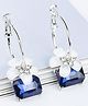 Yellow Chimes Earrings For Women Silver Hoop With Flower and Blue Stone Hanging Drop Earrings For Women and Girls