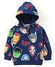 Babyhug Cotton Knit Full Sleeves Hooded Sweatshirt With Marvel Graphics - Navy Blue