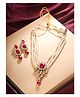Yellow Chimes Jewellery Set For Women White Beads Necklace Set Gold Toned Pink Crystal Choker Necklace Set - Pink