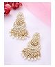 Yellow Chimes Earrings for Women and Girls Traditional Kundan Chandbali | Gold Plated Kundan Studded White Beads Drop Chandbali Earrings | Birthday Gift for girls and women Anniversary Gift for Wife