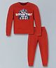 Plum Tree Boys 100% Cotton Full Sleeves Play Smarter And Be Cool Text Printed  Tee  & Jogger  - Red