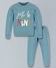 Plum Tree  100% Cotton  Full Sleeves Just Be Kind  Text Printed  T Shirt And Jogge Set - Blue
