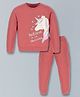 Plum Tree 100% Cotton Full Sleeves Unicorn Printed Tee And Jogger Set - Pink