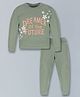 Plum Tree 100% Cotton Full Sleeves Dreamer Printed Tee And Jogger Set - Green