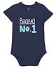 Zeezeezoo Raksha Bandhan Theme Half Sleeves Bhaiya No 1 Printed Baby Onesie - Navy Blue