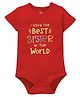 Zeezeezoo Raksha Bandhan Theme Half Sleeves I Have The Best Sister Printed Onesie -  Red