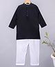 KAVEE Pure Cotton Full Sleeves Solid Kurta With Pyjama - Black