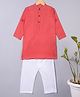 KAVEE Pure Cotton Full Sleeves Solid Kurta With Pyjama - Peach