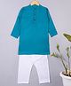 KAVEE Pure Cotton Full Sleeves Solid Kurta With Pyjama - Teal Blue
