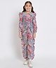 READIPRINT Puffed Full Sleeves Seamless Abstract Doodle Art Printed Co Ord Set - Blue