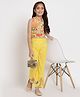 READIPRINT Sleeveless Floral Printed And Laced Embellished  Top And Palazzo - Yellow