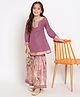 READIPRINT Full Sleeves Floral Printed And Laced Embellished Kurta And Sharara - Mauve