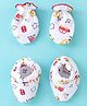 Child World Cotton Knit Interlock Traffic Printed Mittens & Booties Set - Red & White