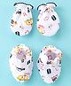 Child World Cotton Knit Interlock Traffic Printed Mittens & Booties Set - Blue & White