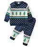 Babyhug Knitted Full Sleeves Baby Sweater Set Pine Tree Design - Navy Blue