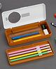 HAZEL Pencil Box for Art Organizer and Storage Creative Crayon Box for Stationary Box Compass Box with Separator for School Kids  - Brown