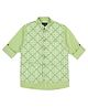 CAVIO Full Sleeves Solid Shirt With Abstract Pattern Design Printed Nehru Jacket - Sea Green