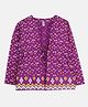 Kiddopanti Full Sleeves Bandhani Designed & Front Tie Up Shrug - Purple