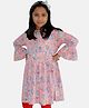 Kiddopanti Full Bell Sleeves Floral Printed And Sequin Embellished Kurta - Baby Pink