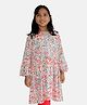 Kiddopanti Full Bell Sleeves Floral Printed And Sequin Embellished Kurta - White & Orange