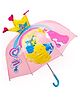 Fiddlerz Umbrella for Kids Waterproof Windproof Lightweight Stylish 3D Princess Manual Umbrella For Rain Kids Umbrella for Girls - Pink