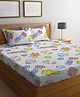 Arrabi TC Cotton Blend King Size Bedsheet With 2 Pillow Covers Graphic ARBS 1718 - Beige