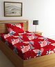 Arrabi Red Floral TC Cotton Blend Single Size Bedsheet with 1 Pillow Cover -Red