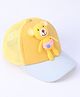 Babyhug Cotton Baseball Cap with Teddy Bear Design - Yellow