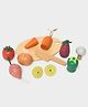 Mi Arcus Wooden Vegetable With Wooden Knife & Chopping Board Kitchen Food Toys Pretend Play - Multicolor