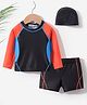 Kookie Kids Full Raglan Sleeves 2 Piece Swimsuit with Cap - Navy Blue