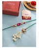 Viraasi Bhaiya Bhabhi Designer Kundan Rakhi Set of 2 with Roli Chawal