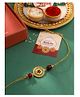 Viraasi Gold Plated Stone Studded Designer Rakhi for Brother with Roli Chawal & Card