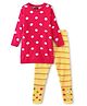 Pine Kids Full Sleeves Tunic and Full Length Bottom Sweater Set Polka Dots Design & Striped - Red & Yellow