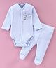 I Bears Cotton Interlock Full Sleeves Animal Printed Oneise with Bootie Leggings - Sky Blue