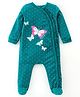Babyhug Interlock Cotton Knit Full Sleeves Footed Sleepsuit with Butterfly Print - Blue