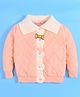 Kookie Kids Full Sleeves Front Open Sweaters with Bow Applique - Peach